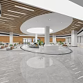 Modern Service Hall Interior With Consultation Counter And Tech Background 3d model