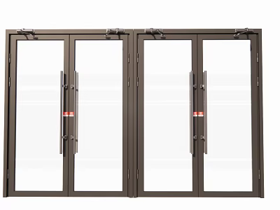 Modern Sliding Doors with Double Glass Panels and Metal Frame for Interior Design 3d model