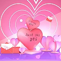Pink Romantic Scene Featuring Heart Decorations Envelope And Just Say Yes Text