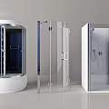 Modern Shower Sauna Designs With Transparent Glass Enclosures And White Frames