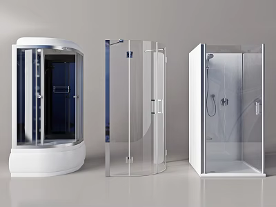 Modern Shower Sauna Designs With Transparent Glass Enclosures And White Frames 3d model