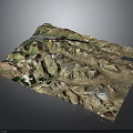 Modern 3D Terrain Model with Mountain Ranges River Valleys and Vegetation Zones