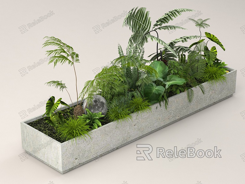 Green plant flower box plant combination green plant potted landscape sketch model