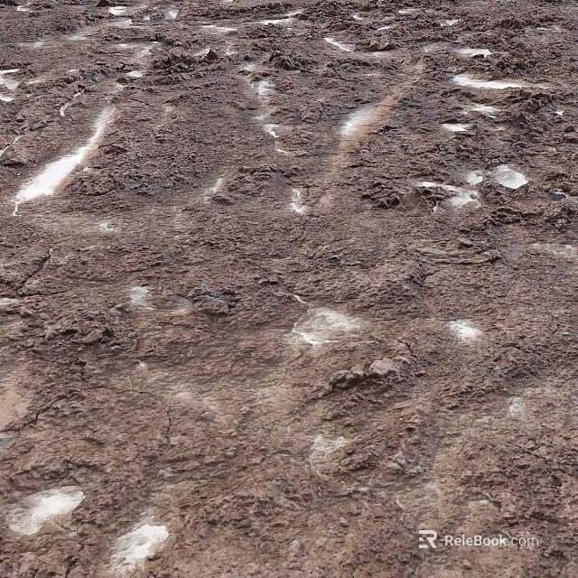 Natural Muddy Components With Scattered Snow Patches And Rough Textures 3d model 
