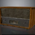 Vintage Electronic Radio With Wooden Case Metal Grille And Control Knobs