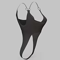 Stylish Black Fitted Bodysuit With Spaghetti Straps And Metal Rings