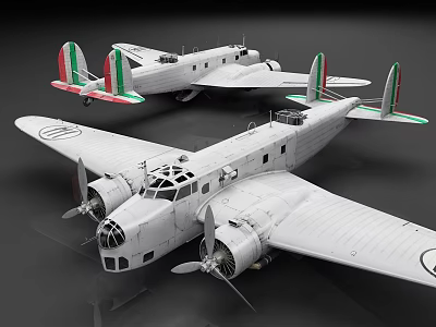 Vintage Fighter Jet Models With Italian Flag Colors And Detailed Wing Features 3d model