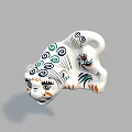 Handcrafted White Tiger Sculpture With Colorful Intricate Patterns And Lying Posture 3d model