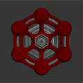 Red Star Shaped Mechanical Component With Metal Base And Bolt Nut Structure