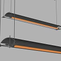Modern Long Rectangular Pendant Lights With Black Frame And Warm Orange Light 3d model