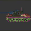 Military Tank 3D Model With Camouflage Coating Long Cannon Tracks And Number 71 Design