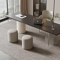 Modern Desk Interior In Open Space With Laptop Chair And Area Rug
