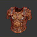 Ornate Gold Silver Armor Breastplate as Decorative Living Item with Intricate Patterns and Circular Badge