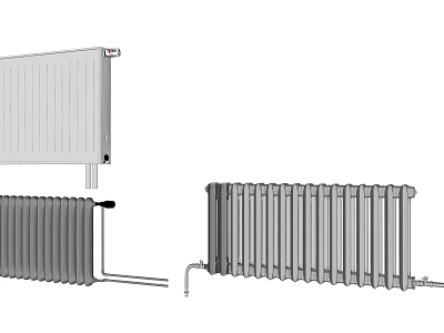 Various Home Heating Radiators with Panel and Column Designs for Modern Interiors 3d model