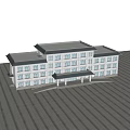 Traditional Chinese Style Office Building With White Facade Dark Roof And Spacious Plaza