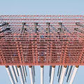 Industrial Equipment Red Metal Frame Structure With White Column Supports