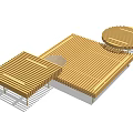 Modern Wooden Tea Table And Chairs Set With Slatted Design For Home