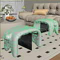 Cozy Bear Shaped Fluffy Shoe Bench In Beige And Brown Living Room With Rug