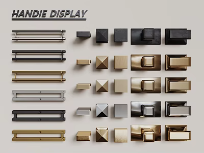 Modern hardware door handle metal handle long handle combination 3d model