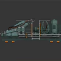 Green And Brown Industrial Machinery Setup With Pipes Control Panels And Metal Frames