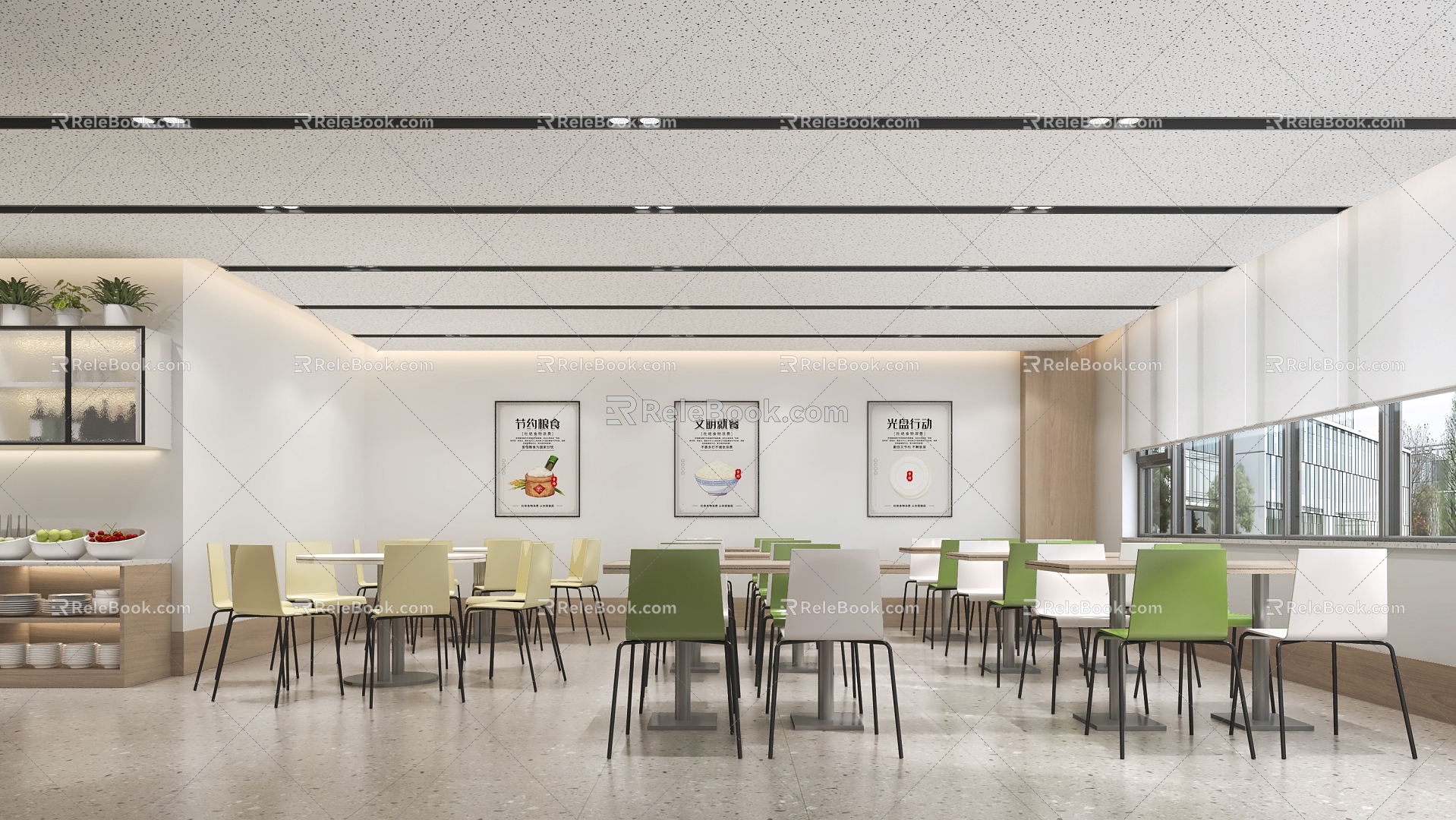 Modern Canteen Restaurant 3d model