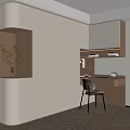 Modern Built In Bookcase With Light Wood Cream Minimalist Interior Desk And Herringbone Floor
