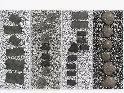 Creative Garden Stepping Stones Pathway Design With Various Shapes And Arrangement 3d model