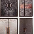 Creative Double Doors With Various Designs Decorative Elements Metal Textures And Wood Grain Details