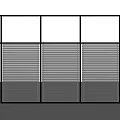 Modern Glass Partition With Black Frame And Transparent Multiple Panel Design 3d model