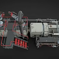 Heavy Duty Industrial Machinery With Large Cylindrical Body Piping Systems And Metal Ladders Platforms
