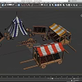 Vegetable stand fruit and vegetable stand combination vegetable market stall market life props low face number low model simple model game film and television level super realistic 3d model