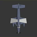 Detailed Blue And Silver Airplane Model With Propeller Wings And Landing Gear