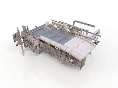 Heavy Duty Industrial Mechanical Assembly With Conveyor Belt Metal Frame And Components 3d model