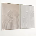 Three Beige And White Decorative Paintings With Wave And Line Textures