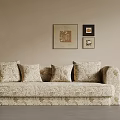 Elegant Beige Floral Fabric Upholstered Spacious Multi Person Sofa For Cozy Warm Living Room Decor