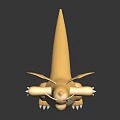 Yellow Dragon Like Creature 3D Character With Green Wings White Striped Belly And Claws