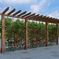 Flower Rack Vine Rack Corridor Rack Wooden Flower Rack 3d model