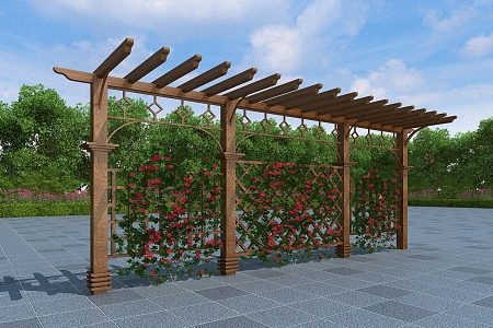 Flower Rack Vine Rack Corridor Rack Wooden Flower Rack 3d model