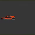 Stylish Red Sports Car Driving On Asphalt Road With White Stripes