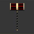 Toy Hammer With Red Black Stripes Bullseye Pattern And Gold Striped Handle