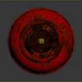 Red Central Gas Cylinder With Flame Logo And Rustic Metallic Finish