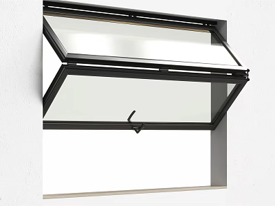 Black Frame Tilted Glass Window With Modern Wall Mounted Design 3d model