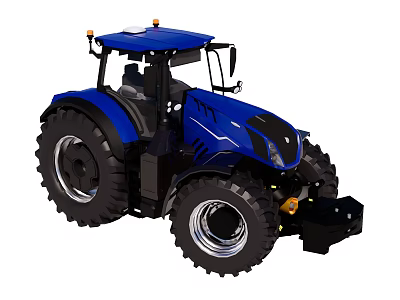 Blue Functional Tractor With Large Tires And Spacious Cab Design 3d model