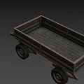 Vintage Wooden Trailer With Open Cargo Bed And Metal Wheels Structure