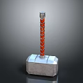 Mythical Weapon Design With Silver Grooved Hammerhead Red Spiral Handle