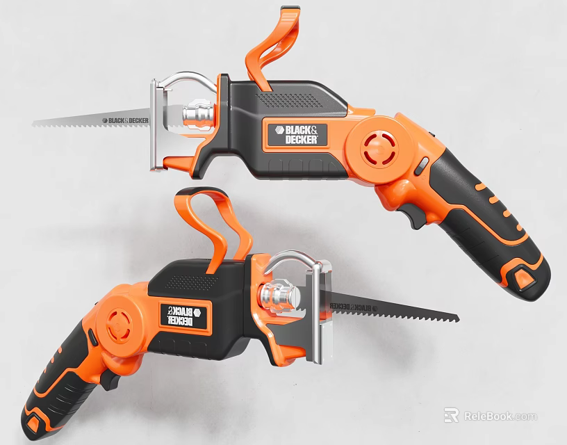 Black Decker Handheld Electric Saws In Orange And Black For Daily Use 3d model 