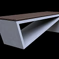 Modern Public Bench Design With Wooden Seat And Concrete Frame Structure