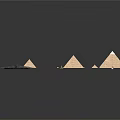 Cartoon Scene With Pyramids Compass And Small Structures On Dark Background 3d model