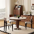 Vintage Middle Ancient Dining Table and Chair Round Dining Table and Chair Middle Ancient Style Round Dining Table and Chair Casual Table and Chair 3d model
