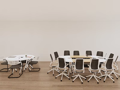 Modern Conference Table With Ergonomic Chairs In Spacious Meeting Room Setting 3d model